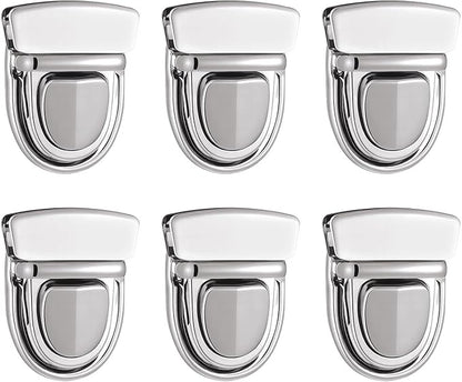 6 PCS Metal Tuck Lock Clasp Catch Thumb Lock Purse Buckle Fasteners Metal Clasp Locks Hardware Clips for DIY Wallet Handbag Leather Craft Making, Silver