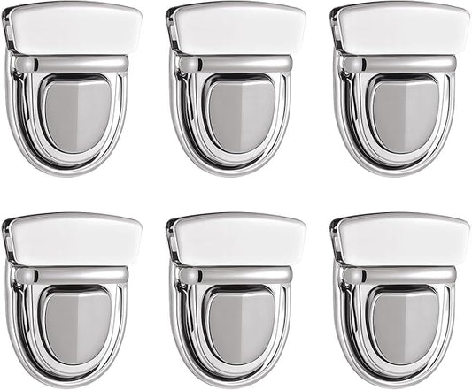6 PCS Metal Tuck Lock Clasp Catch Thumb Lock Purse Buckle Fasteners Metal Clasp Locks Hardware Clips for DIY Wallet Handbag Leather Craft Making, Silver