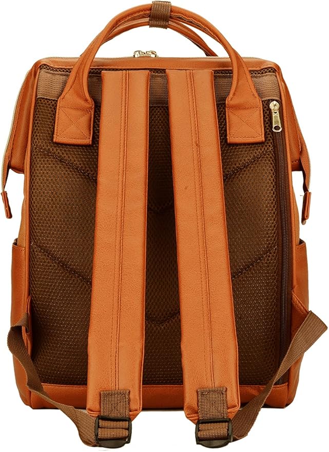 Kah&Kee Leather Backpack for Women and Men 15-inch Laptop Bag | Teacher Professional, Diaper Bag Backpack, Ideal for Work, School, Nurse, College & Travel (Buff/Camel, Medium)