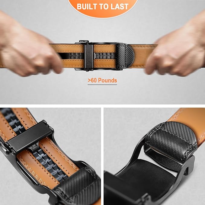 BULLIANT Men's Ratchet Belt Nontrimmable-Click Belt Adjustable for Men Gift Lightweight 1 3/8"