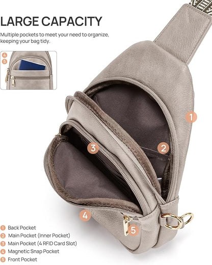 CHOLISS Anti Theft Small Sling Bag for Women and Men RFID Leather Crossbody Bags Fanny Pack Chest Bag Travel Purse Daypacks