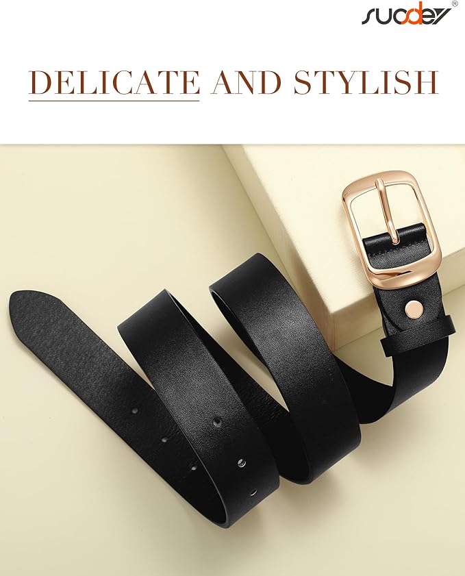 SUOSDEY Women Belts For Jeans Dresses Pants Ladies Leather Waist Belt with Elegant Buckle, Width 1.3"