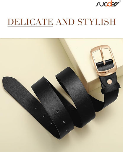 SUOSDEY Women Belts For Jeans Dresses Pants Ladies Leather Waist Belt with Elegant Buckle, Width 1.3"