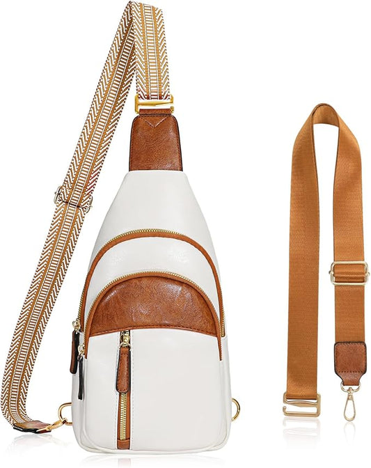 SUOSDEY Sling Bags for Women - Crossbody Leather Sling Backpack Chest Shoulder Bags for Casual Traveling Hiking Cycling