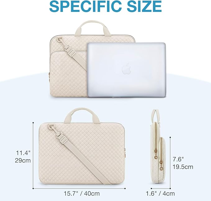 BAGSMART 15.6 Inch Laptop Shoulder Bag, Laptop Sleeve Compatible with MacBook Pro 16 Inch,15.6 Inch HP,Dell,Acer Aspire,Asus Notebook, Protective Case with Shoulder Strap,Pocket,Handle, Beige