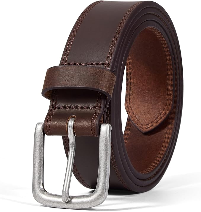 VATAN Men's Full Grain Leather Casual Every Day Jeans Belts, Handmade Men Leather Belt with Gift Box