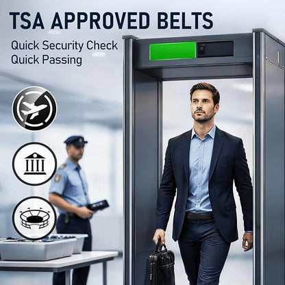 SANSTHS Mechanic Buckless Belts for Men, No Scratch Leather Work Belt Hook & Loop Tsa Belt for Technician Travel Gifts