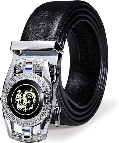 Dubulle Designer Mens Belts, Sliding Automatic Buckle Ratchet Dress Belt TOP Genuine Leather Strap Gifts