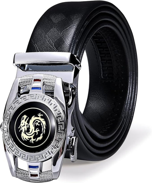 Dubulle Designer Mens Belts, Sliding Automatic Buckle Ratchet Dress Belt TOP Genuine Leather Strap Gifts