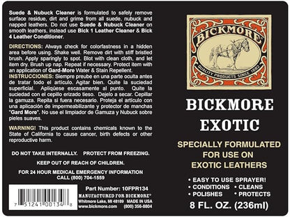 Bickmore Exotic 8oz (2-Pack) - Specially Formulated Leather Spray Used to Clean Condition Polish and Protect Exotic Leathers & Reptile Skins