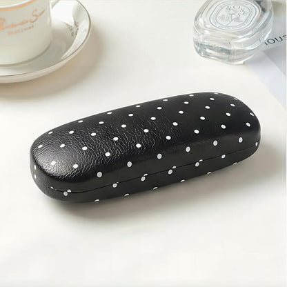 Glasses Case Hard, Cute Sunglasses Case for Women Leather Protective Case for Eyeglass with Cleaning Cloth