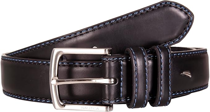 Nautica Men's Dress Leather Belt for Suits and Pants | Classic | Business | Fashion | Adjustable | Metal Buckle