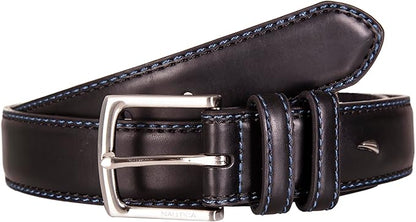 Nautica Men's Dress Leather Belt for Suits and Pants | Classic | Business | Fashion | Adjustable | Metal Buckle