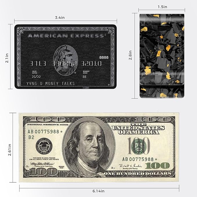 MONOCARBON Carbon-Fiber-Money-Clip-for-Men, Minimalist-Money-Holder for Cash, High Elastic Carbon-Fiber-Wallet, Slim and Durable