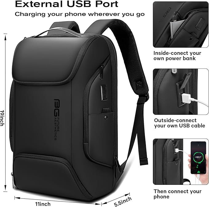 BANGE Business Laptop Smart backpack Can Hold 15.6 Inch Laptop Commute Backpack Carry on bag for men and women (Black)