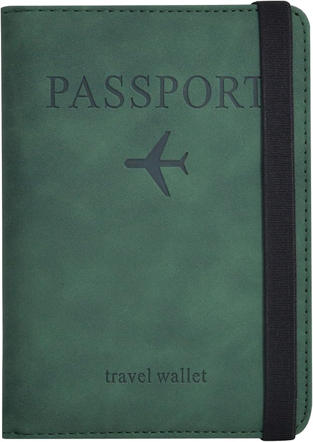 Passport Holder, Passport Cover with Credit Card Slot and Boarding Pass Slot Combo, Passport Wallet Case Book Travel Must Have, RFID Blocking Leather Travel Accessories, Atrovirens