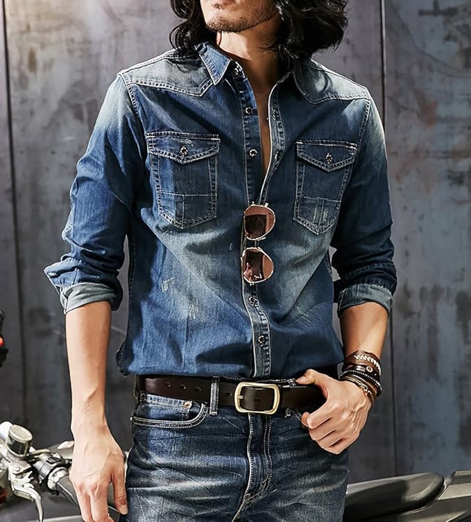KEECOW Men's 100% Italian Cow Leather Belt Men With Anti-Scratch Buckle,Packed in a Box