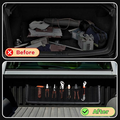 Frienda 2 Pcs Car Storage Net Bag, ABS Plastic Framed Mesh Net Holder, Phone & Cargo Organizer with Screws for Auto, Rv, Boat, Truck Pocket Storage (32 x 8 Inch)