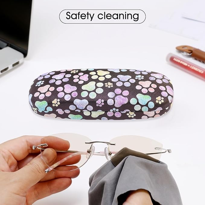PERFECTSIGHT Hard Shell Eyeglasses Case, PU Leather Protective Glasses Case, Cute Eyeglass Case for Women Men Girls