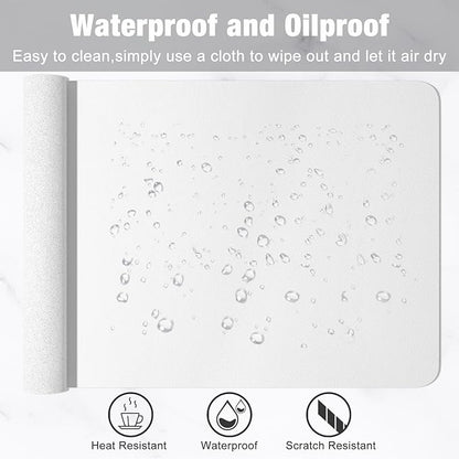 Hsurbtra Desk Pad, 48" x 17" PU Leather Desk Mat, XXXL Extended Mouse Pad, Waterproof Desktop Blotter Protector, Non-Slip Ultra Thin Large Laptop Keyboard Writing Mat for Office Home, White
