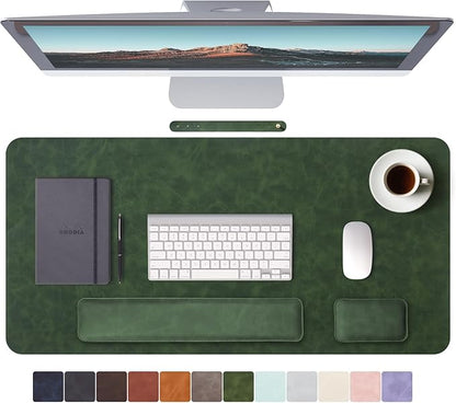 RENMTURE Large Mouse Pad and Keyboard Wrist Rest, Desk Pad for Keyboard and Mouse, Large Gaming Mouse Pad with Wrist Support, Desk Mat for Work and Gaming (Dark Green)