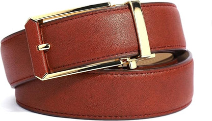 Mens Belt Leather Ratchet Belt For Men Dress and Casual with Adjustable Buckle, Trim to Fit