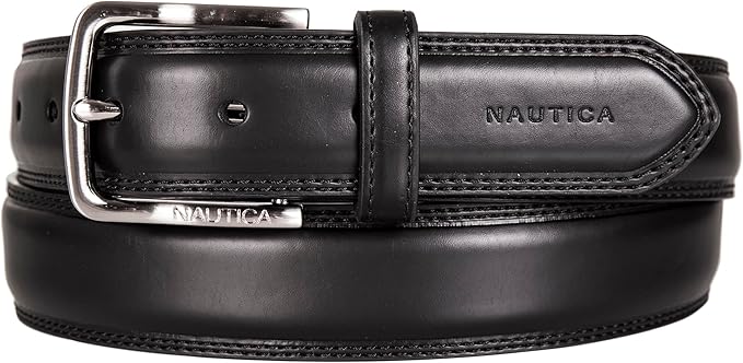 Nautica Men's Dress Leather Belt for Suits and Pants | Classic | Business | Fashion | Adjustable | Metal Buckle
