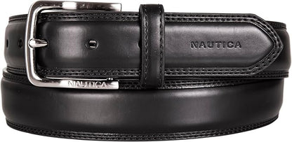 Nautica Men's Dress Leather Belt for Suits and Pants | Classic | Business | Fashion | Adjustable | Metal Buckle
