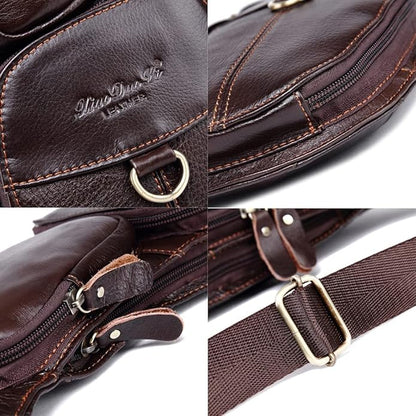 Hebetag Leather Sling Bag Crossbody Backpack for Men Women Travel Outdoor Camping