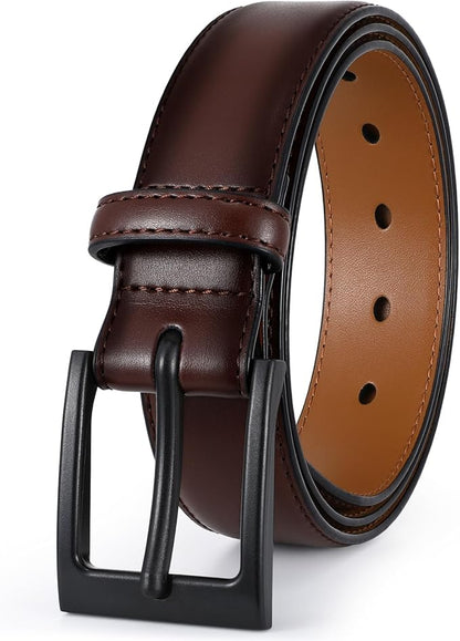XZQTIVE TSA Belt For Men Metal Free Dress Belts Hypoallergenic Leather Belt With Black Buckle Nickle Free