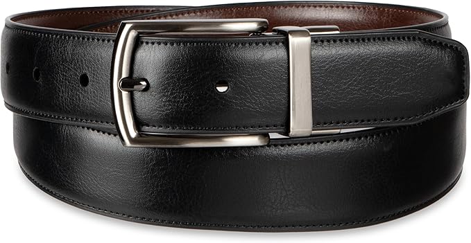 Haggar Men's 2-in-1 Reversible Leather Belt for Dress Pants, Suits, Khakis - Classic, Business Casual, Formal, Work