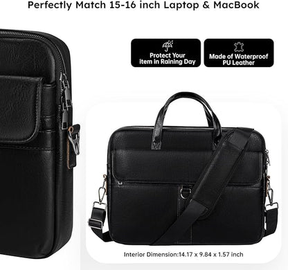 15 16 inch Leather Laptop Bag for 2026-2023 MacBook Air 15-inch M5 A3448 M4 A3241 M3 A3114 M2 A2941, MacBook Pro 16 M4 Pro/Max, Travel Shoulder Computer Carrying Sleeve Case