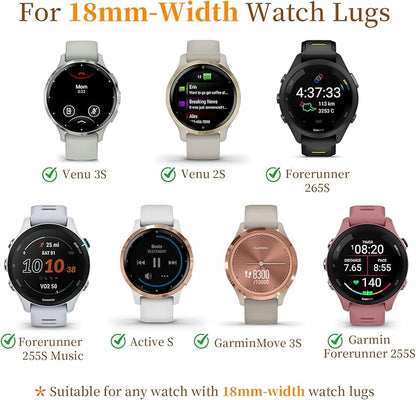 18mm 20mm Metal Band Compatible for Garmin Vivoactive 5/6/4S/3 Watch Bands, Soft Stainless Steel Mesh Strap for Garmin Venu 3S/Venu 2S/Sq Watch Band, Forerunner 55/245/255S/265S Watch Band Women Men