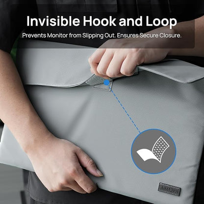 ARZOPA 16.1" Portable Monitor Sleeve Bag, PU Leather Case for Travel Monitor Laptop, Grey