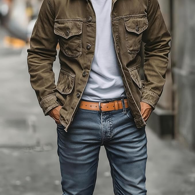 Men's Belt Genuine Leather Belt for Men Dress Casual Golf Jeans Pants 1 3/8"