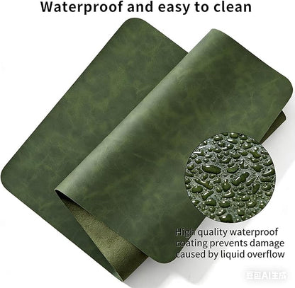 Distressed Leather Desk Mat - Non-Slip PU Leather Desk Pad Protector - Large Waterproof Mouse Pad Computer Keyboard Desk Mat Desk Accessories for Office & Home (Forest Green, 36"x 17")