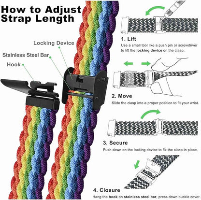 WOCCI 18mm Braided Nylon Watch Band for Men and Women, Quick Release, Black Stainless Steel Buckle (Multicolor)