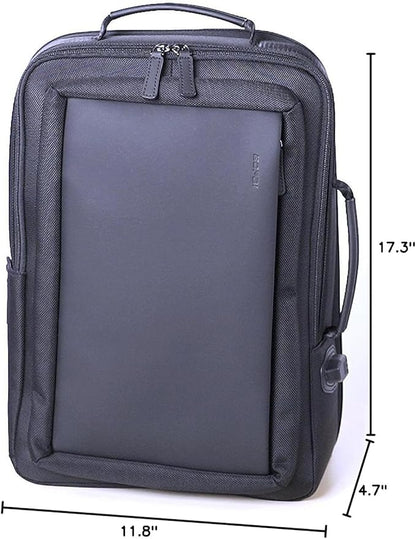 BOPai Business Smart 15.6 Inch Laptop Backpack Convertible Expandable Anti-Theft USB Charging Multi-Functional Travel Professional Work Office Men Commuter Large Black With Bottle Holder Waterproof