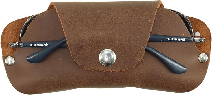 Toprank Leather Eyeglass Case - Handmade Slim Sunglasses Holder, Genuine and Universal Fit for Men and Women