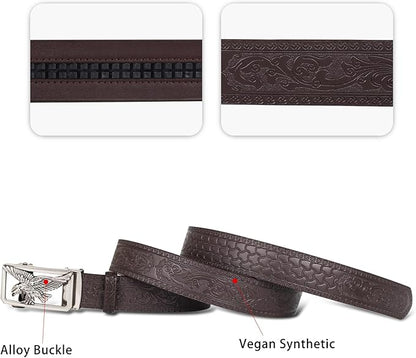 Aurolran Men&Womens Leather Dress Belt Business Automatic Buckle Belt Color-Black Silver Gold