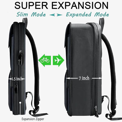 Slim & Expandable Laptop Backpack 15.6 Inch, Computer Rucksack Water Resistant Bag, Anti-Theft Travel Daypack for Men and Women-Gray