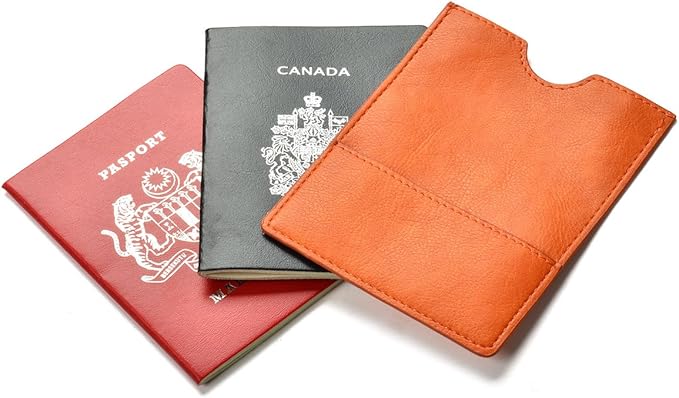 XEYOU Passport Holder Cover - Ultra Slim Premium Vegan Leather Travel Wallet Case Cover (Orange)