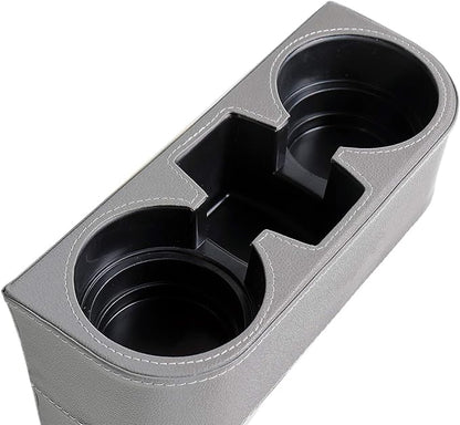 Car Seat Organizer Cup Drink Holders Multi Functional Gap Filler Storage Box Insert Organization Helps Reduce Distracted Driving&Holds Phone Mount Mug Bottle Cellphone (PUBD-Gray)