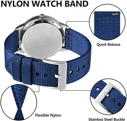BISONSTRAP Men’s Nylon Watch Bands, Two-Piece Military Watch Straps, Quick Release, Brushed Buckle, Band Width 18mm 19mm 20mm 22mm