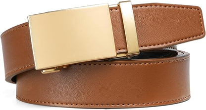 Founders & C Men's Ratchet Belt 1 3/8",Leather Dress Belt Adjustable with Click Sliding Buckle Trim to Exact Fit