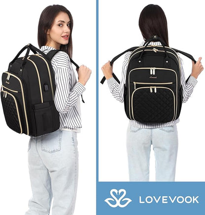 LOVEVOOK 17" Laptop Backpack for Women with Laptop Compartment, Water Resistant Travel Work Backpacks Purse Stylish College Business Teacher Nurse Computer Bag