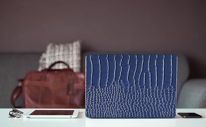 KEROM Compatible for Crocodile MacBook Pro 13 Inch Case 2025-2016 M2 M1 A2338 A2289 A2251 A2159 A1989 A1706 A1708, Textured Aligator Skin Snakeskin PU Leather Hardshell & Keyboard Cover, Blue