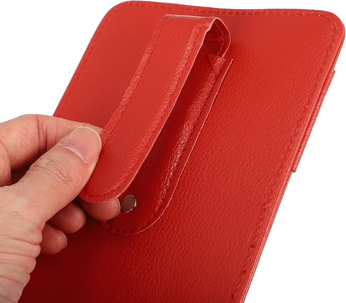 X AUTOHAUX PU Leather Car Sun Visor Organizer Glasses Holder Card Holder Auto Accessories Pocket Organizer Red