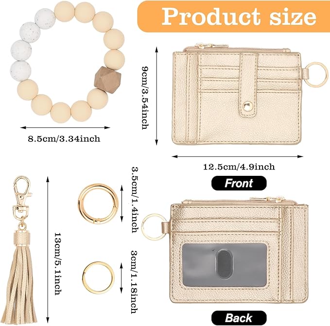 KNGITRYI Wallet Keychain Wristlet for Women,Slim RFID Credit Card Holder Purse Tassel Keychain Bangle Key Ring for Men Women