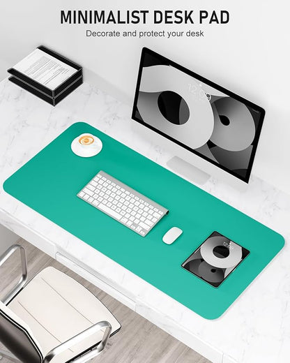 Desk Pad, 30" x 14" PU Leather Non-Slip Desk Mat Large Mouse Pad for Desktop, Waterproof Laptop Computer Writing Mat for Office, Home, Work, Gaming, Light Green